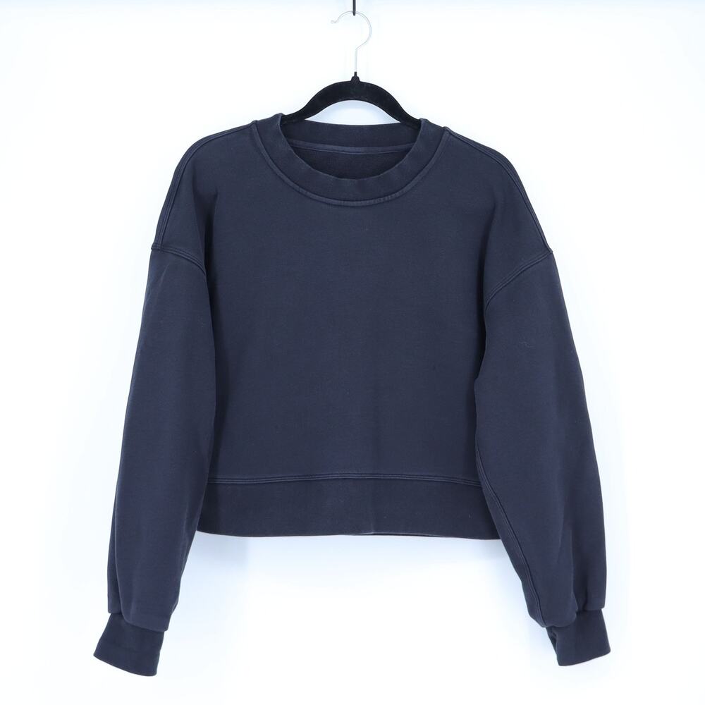 Lululemon Oversized Perfectly Crew Sweatshirt Black Cropped Softstreme Women's 6